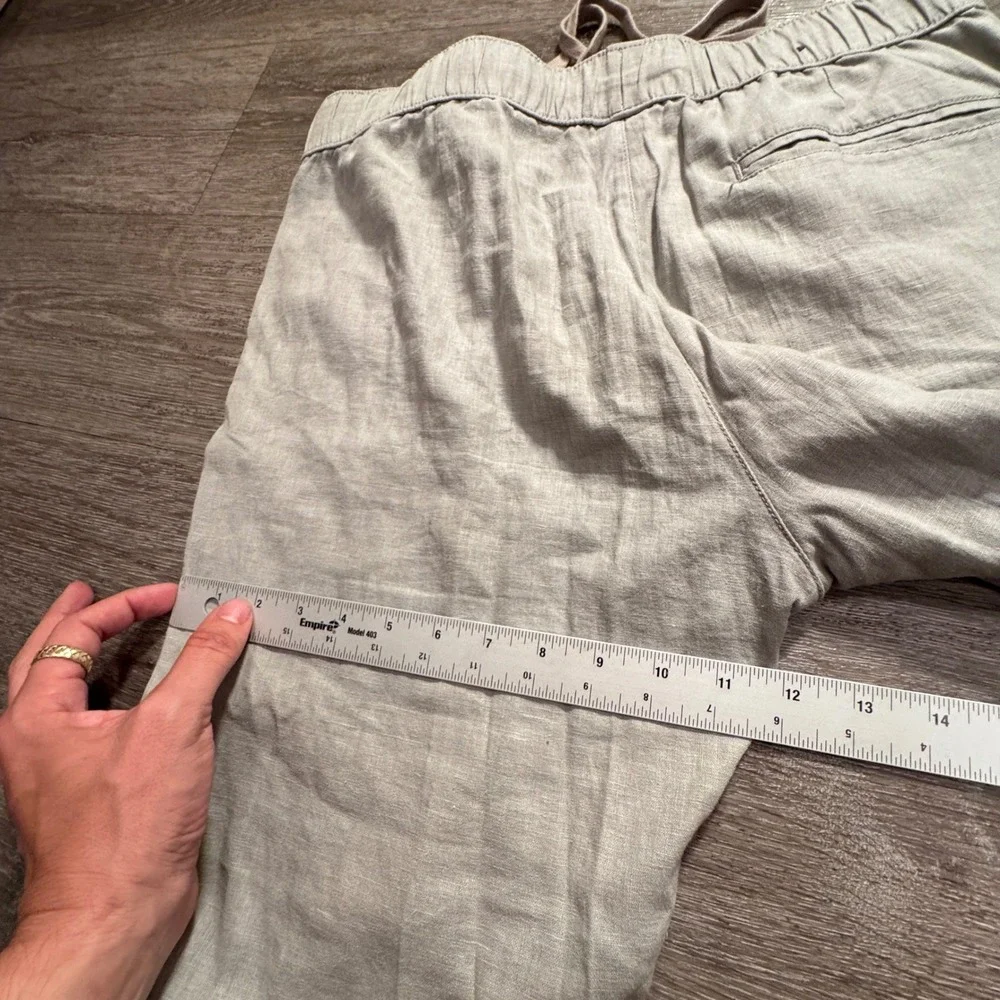 Vintage Mossimo Pants Mens Medium Gray Linen Blend Drawstring Summer Beach 33x30